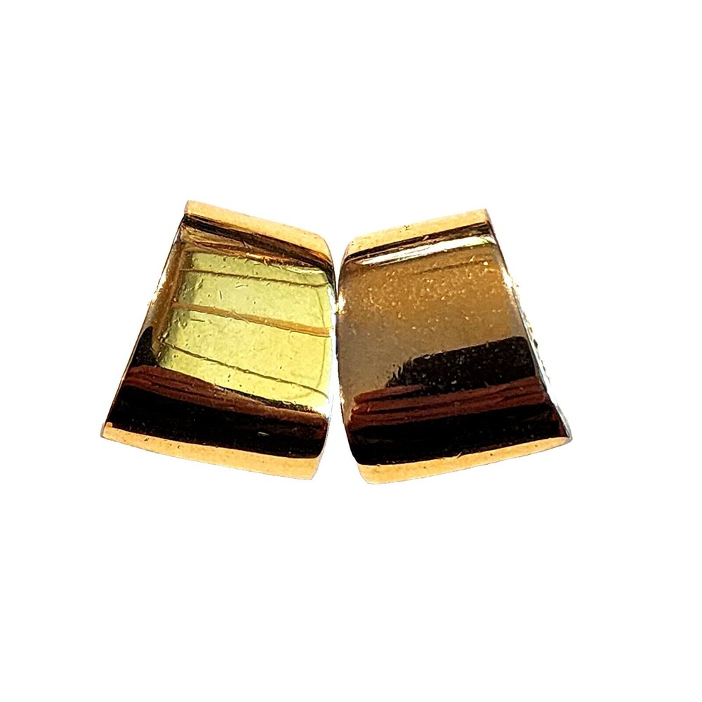 Vintage St John Half Hoop Logo Clip on Earrings Gold Tone Side Logo Signed